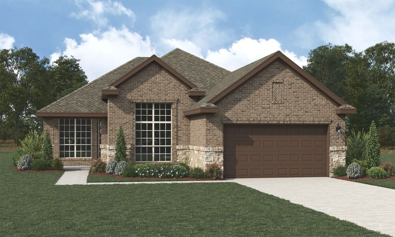 Representative exterior photo of a completed home built from the Parlin by Sitterle Homes in Cibolo Crossing, Universal City, TX (Image 2). Representative exterior photo of a completed home built from the Parlin by Sitterle Homes in Cibolo Crossing, Universal City, TX (Image 2).