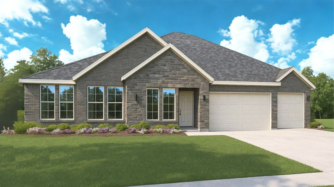 Representative exterior photo of a completed home built from the H70E by D.R. Horton in Butlers Bend Estates, Pinehurst, TX (Image 2). Representative exterior photo of a completed home built from the H70E by D.R. Horton in Butlers Bend Estates, Pinehurst, TX (Image 2).