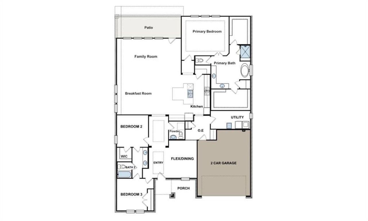 2D floor plan layout of this home in Polo Ridge, Forney, TX (Image 2).