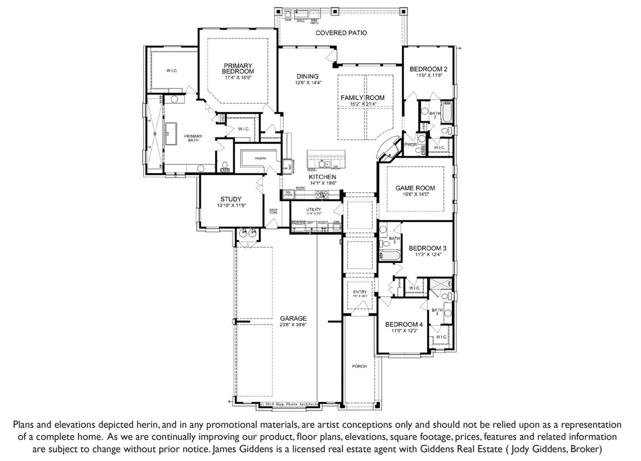 2D floor plan layout of this home in Clearwater Ranch, Liberty Hill, TX (Image 2).
