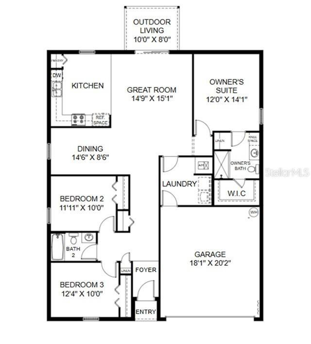 2D floor plan layout of this home in Tillman Oaks, Wildwood, FL (Image 2).