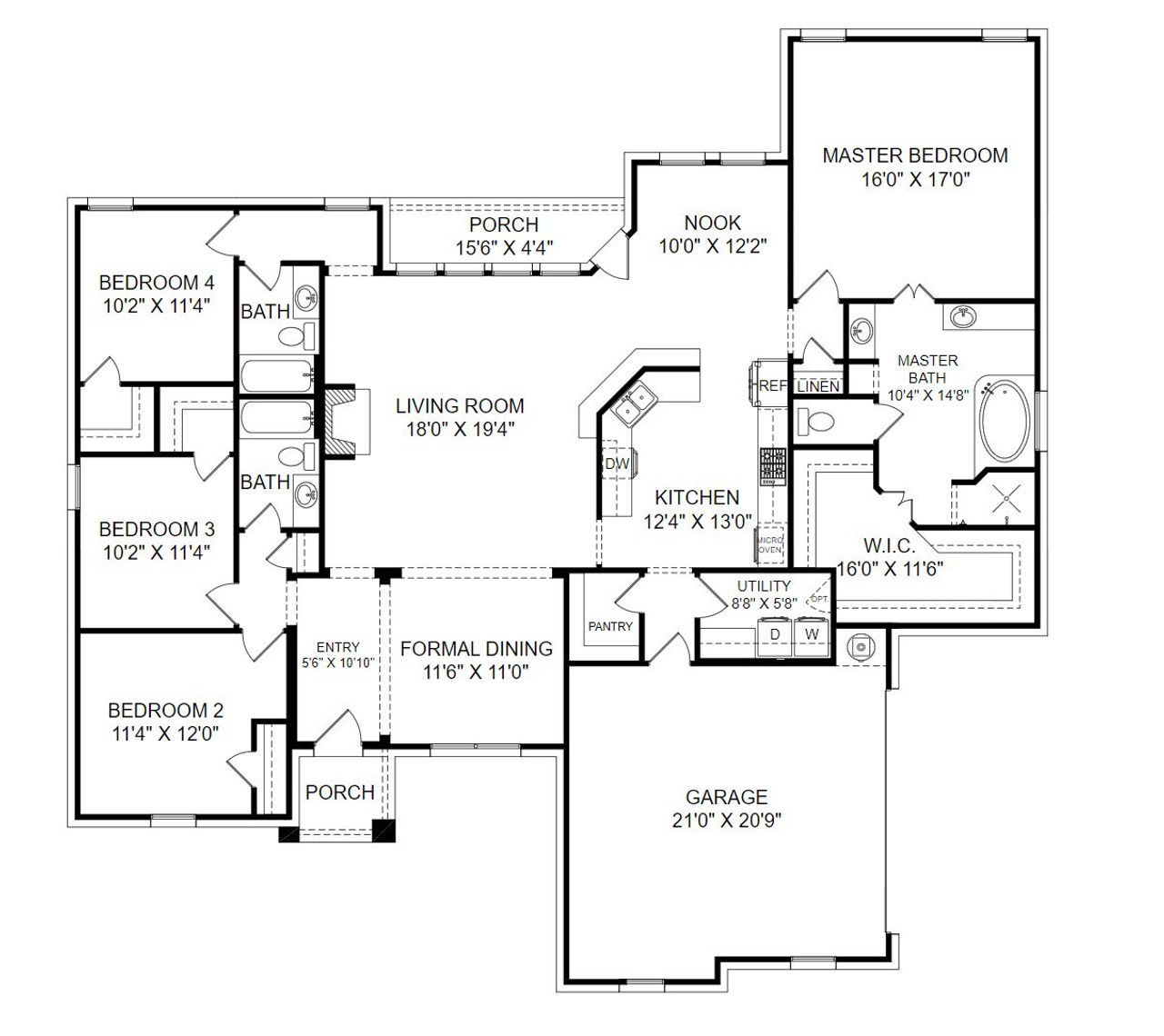 2D floor plan layout of this home in Lanzara Ranch, Godley, TX (Image 2).