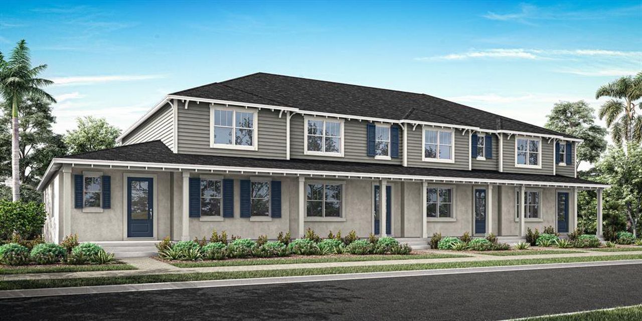 Front exterior of a new home in Rainwood, Groveland, FL, highlighting curb appeal (Image 2). Front exterior of a new home in Rainwood, Groveland, FL, highlighting curb appeal (Image 2).