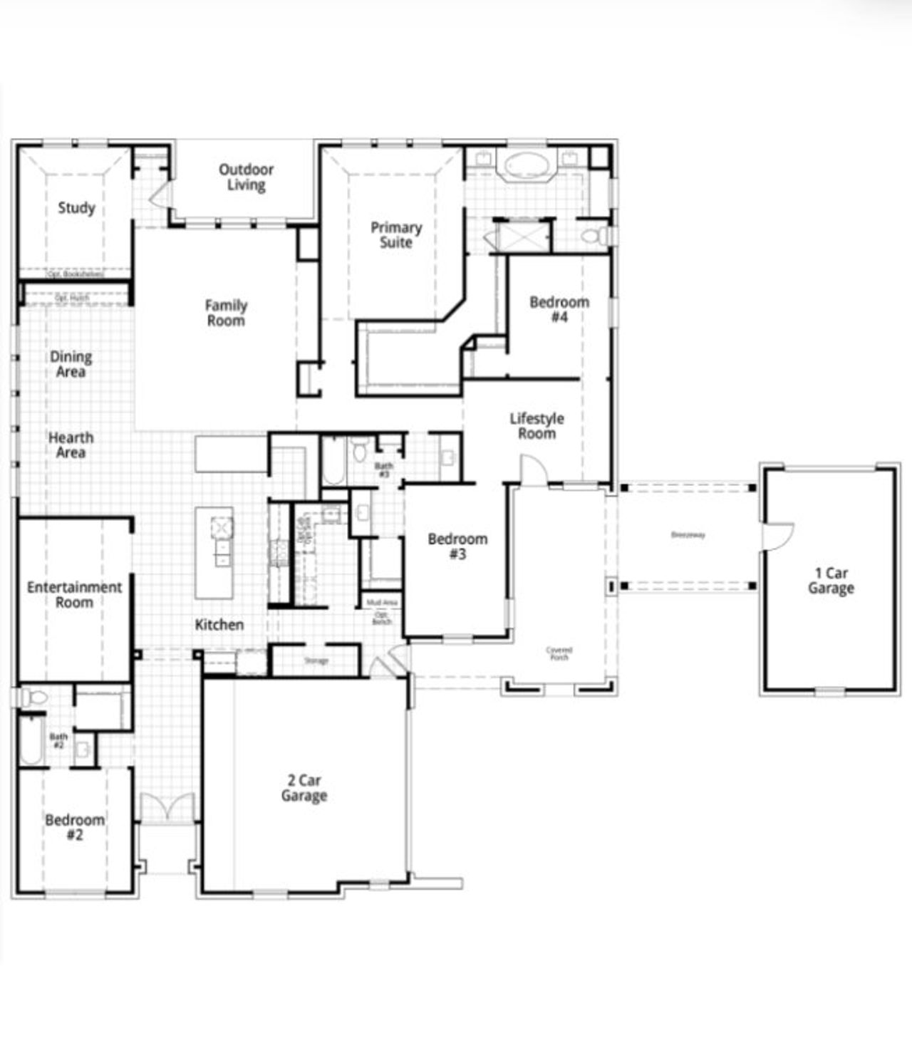 2D floor plan layout for the 283GR Plan by Highland Homes in Estates at Bristol Valley, Heath, TX (Image 2). 2D floor plan layout for the 283GR Plan by Highland Homes in Estates at Bristol Valley, Heath, TX (Image 2).