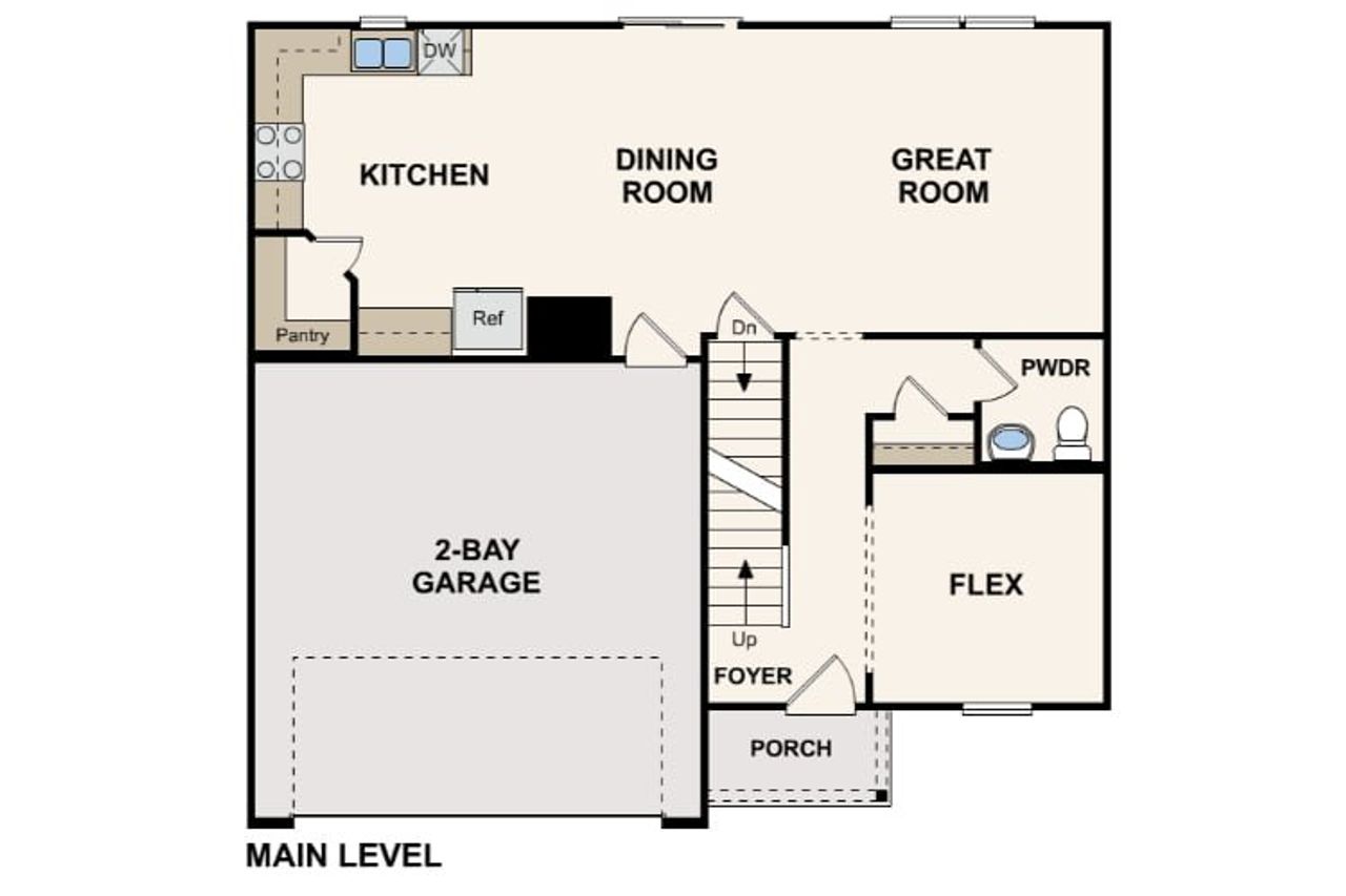 2D floor plan layout of this home in The Pines at Stoney Point, Lexington, NC (Image 2).