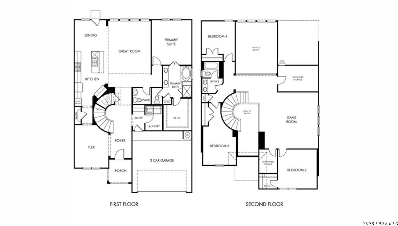 2D floor plan layout of this home in Carmel Ranch, Schertz, TX (Image 2).