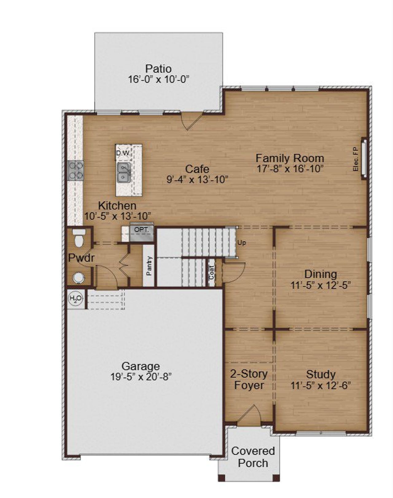 2D floor plan layout for the Inwood by McKinley Homes in The Brooke at Rivertown, Fairburn, GA (Image 2).