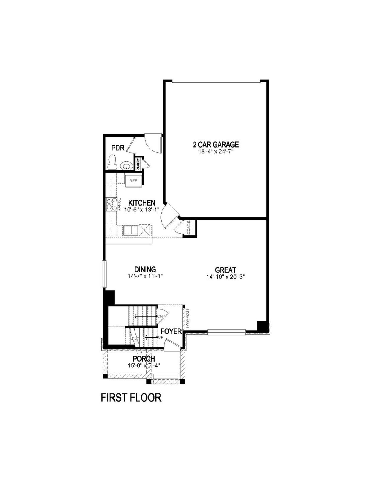 2D floor plan layout for the Alamosa by D.R. Horton in Horizon Uptown, Aurora, CO (Image 2).
