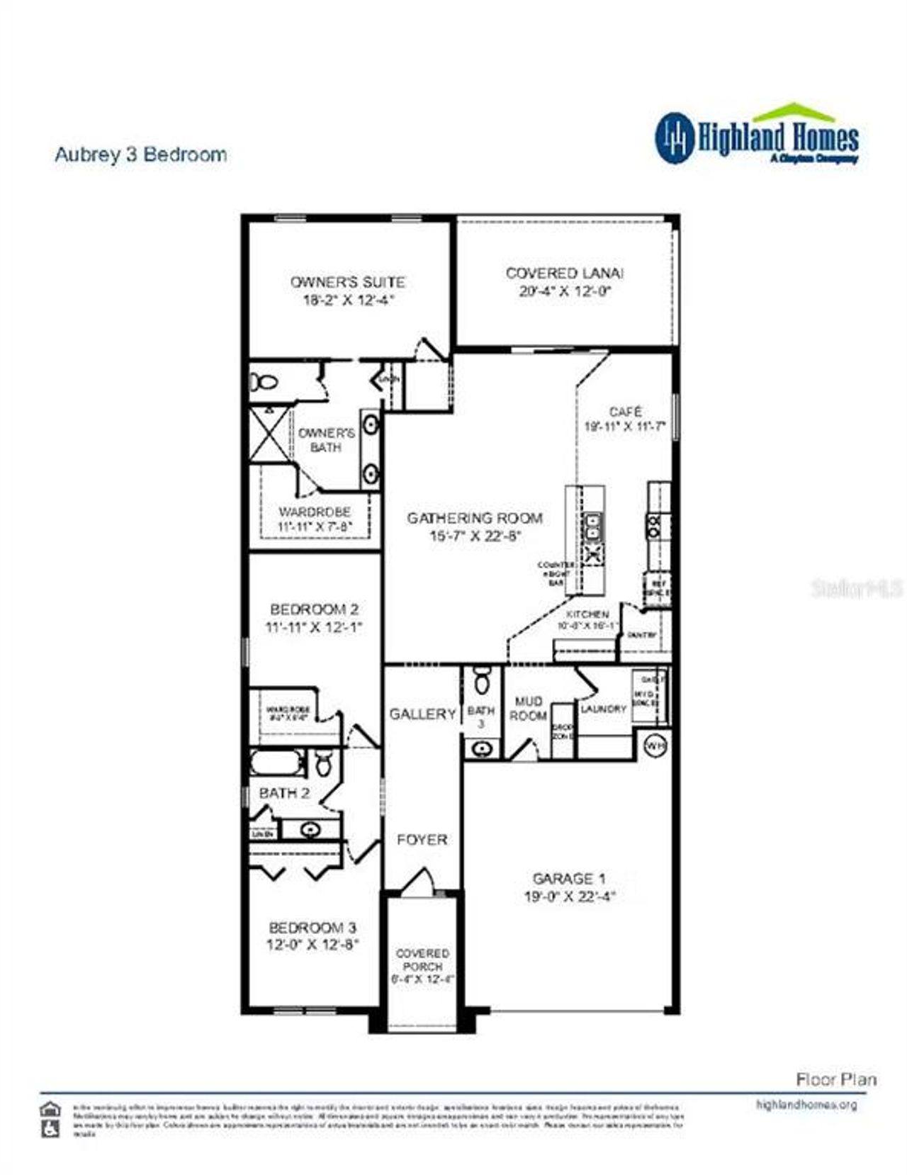 2D floor plan layout of this home in Aviary at Rutland Ranch, Parrish, FL (Image 2).