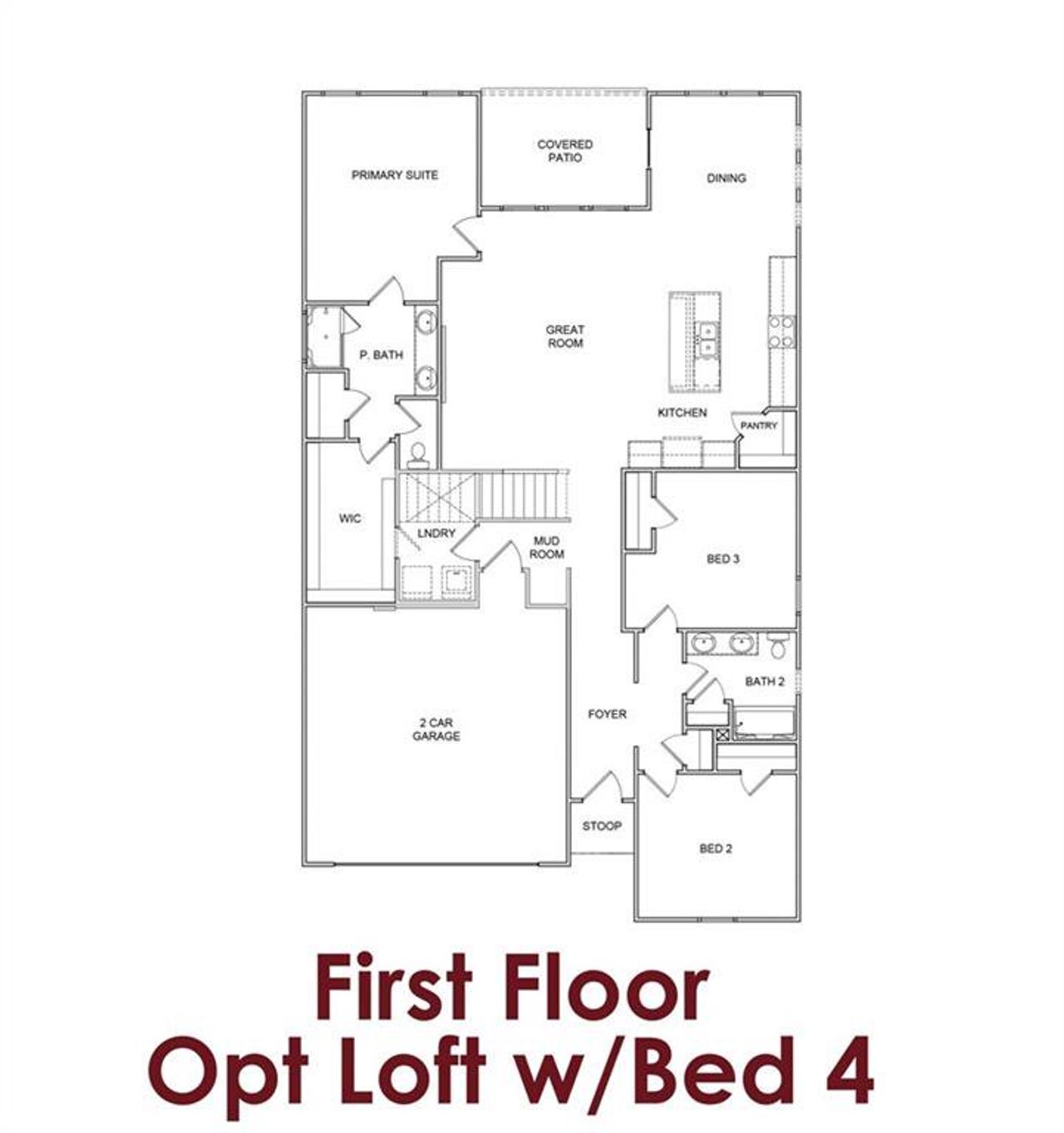 2D floor plan layout of this home in Garland Meadows, Cartersville, GA (Image 2).