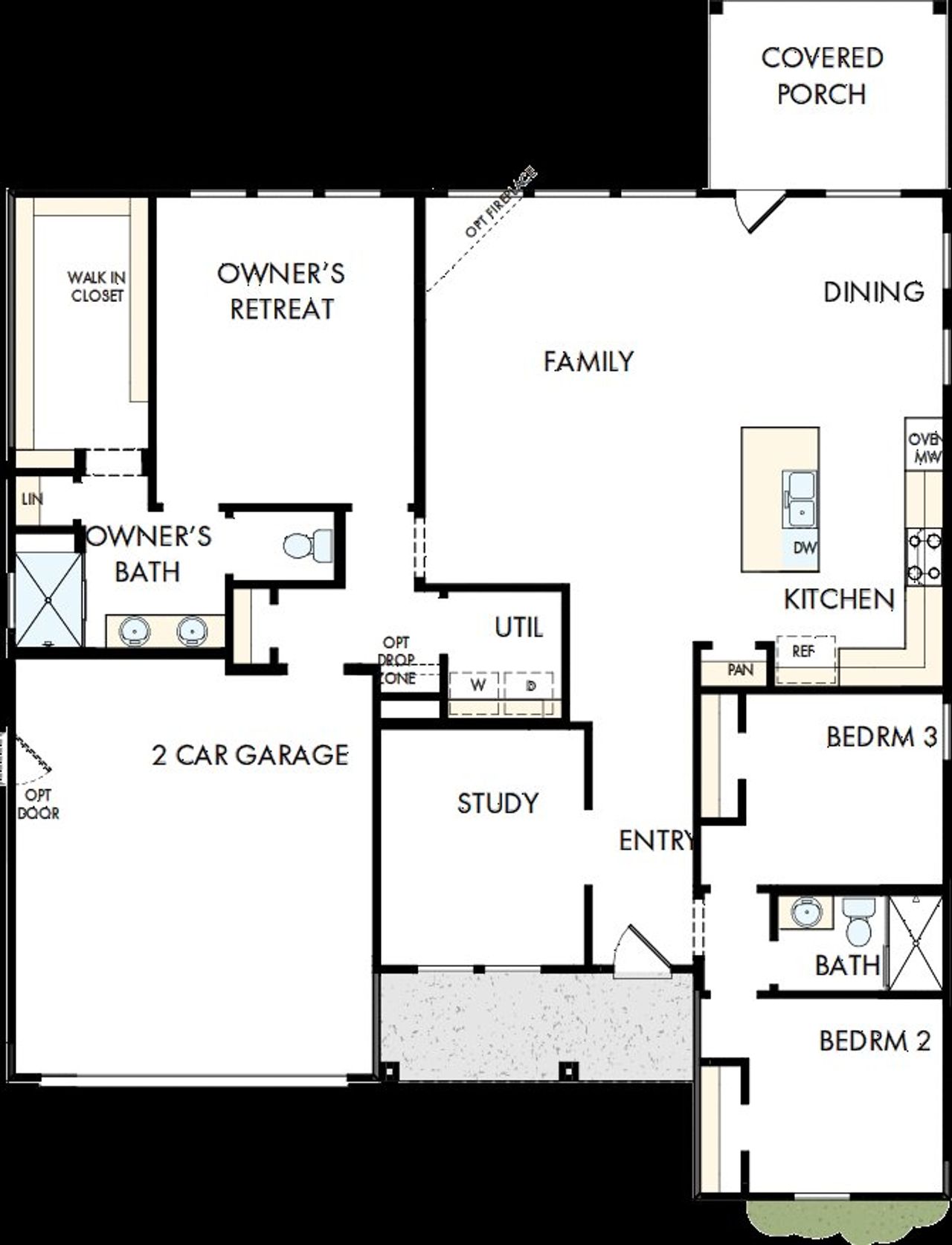 2D floor plan layout of this home in Encore at Harmony, Harrisburg, NC (Image 2).