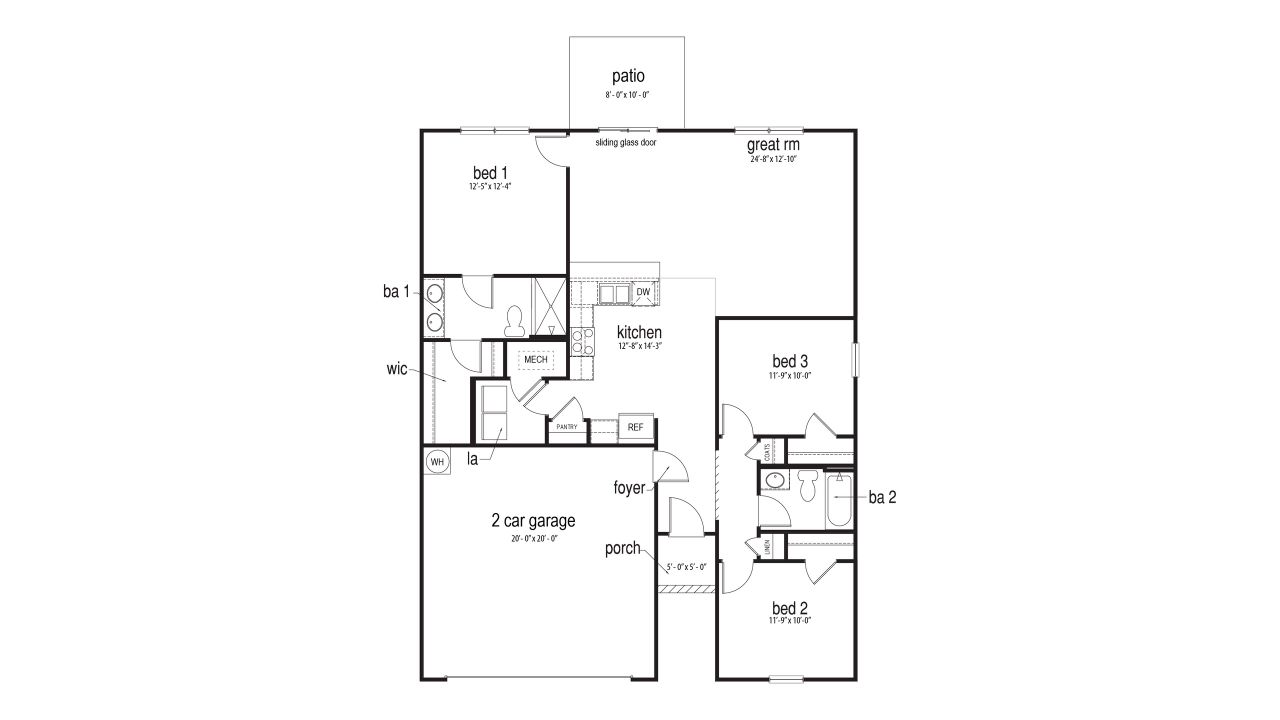 2D floor plan layout of this home in The Hideaway at Fox Meadows, Bluff City, TN (Image 2).