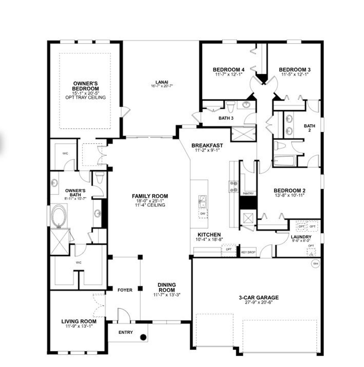 2D floor plan layout of this home in Solace at Corner Lake, Orlando, FL (Image 2).
