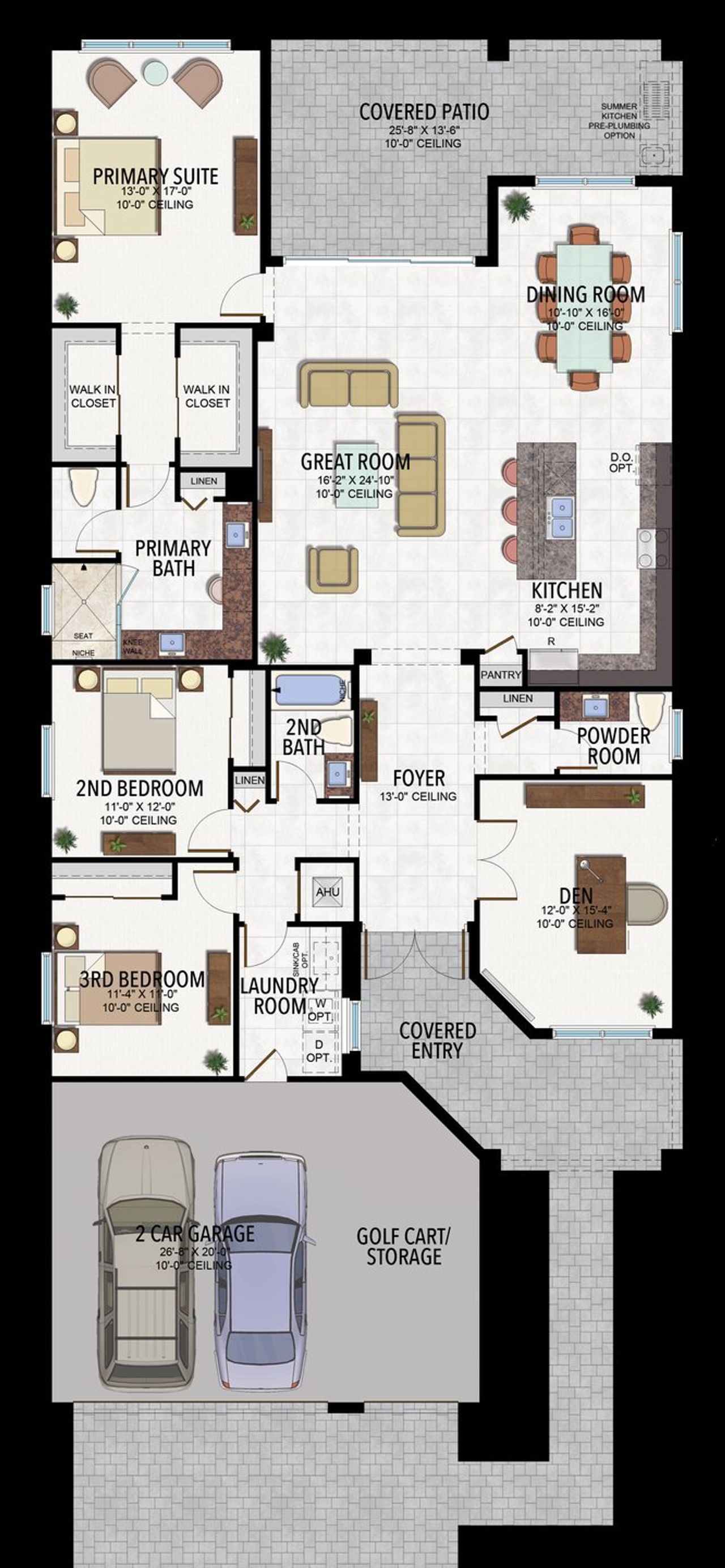 2D floor plan layout of this home in Valencia Ridge (55+), Wesley Chapel, FL (Image 2).