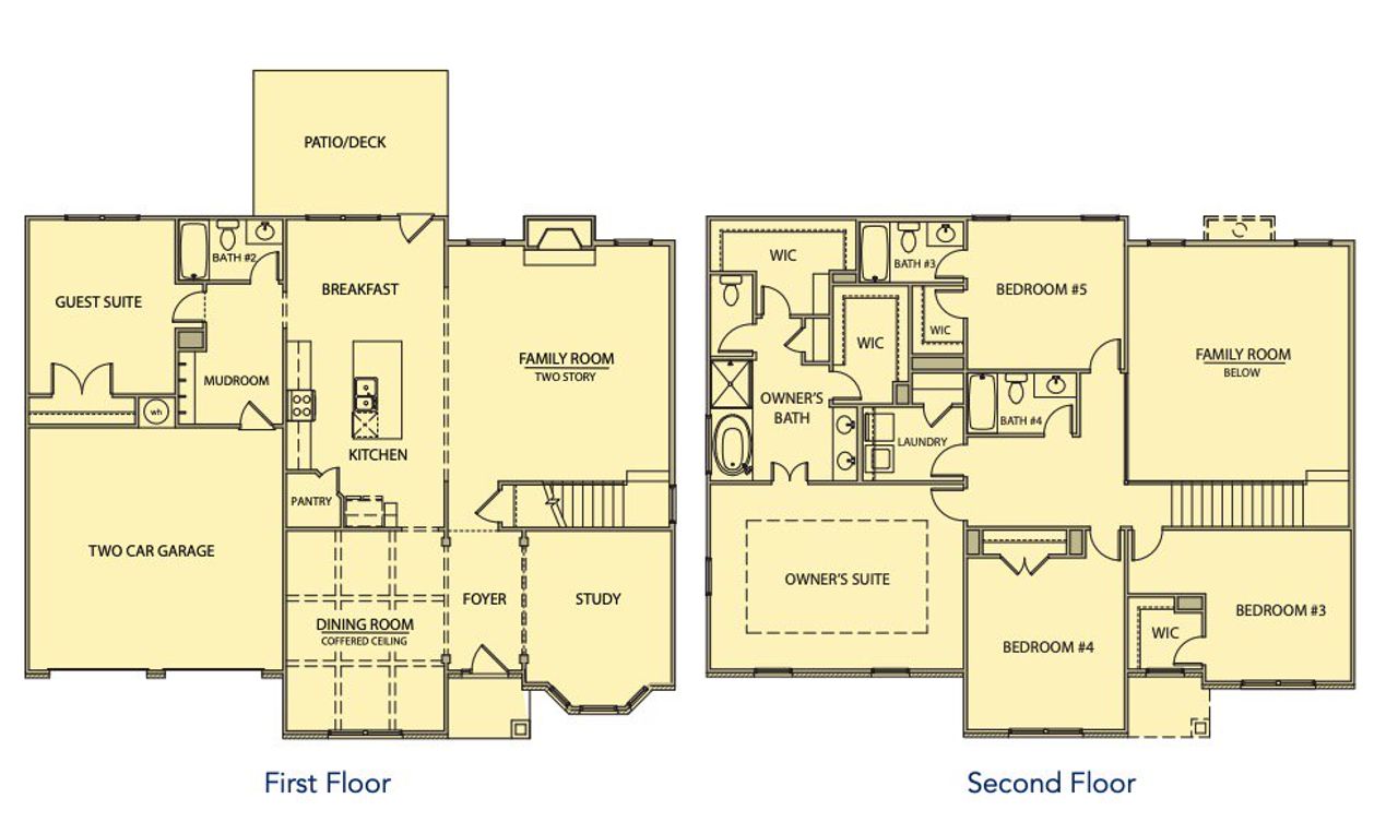 2D floor plan layout for the Reynold by Kerley Family Homes in The Manor at Carter Grove, Cartersville, GA (Image 2).