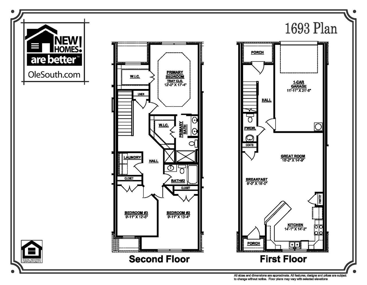 2D floor plan layout for the 1693 - Lynwood by Ole South in Lynwood Station, Mount Juliet, TN (Image 2).