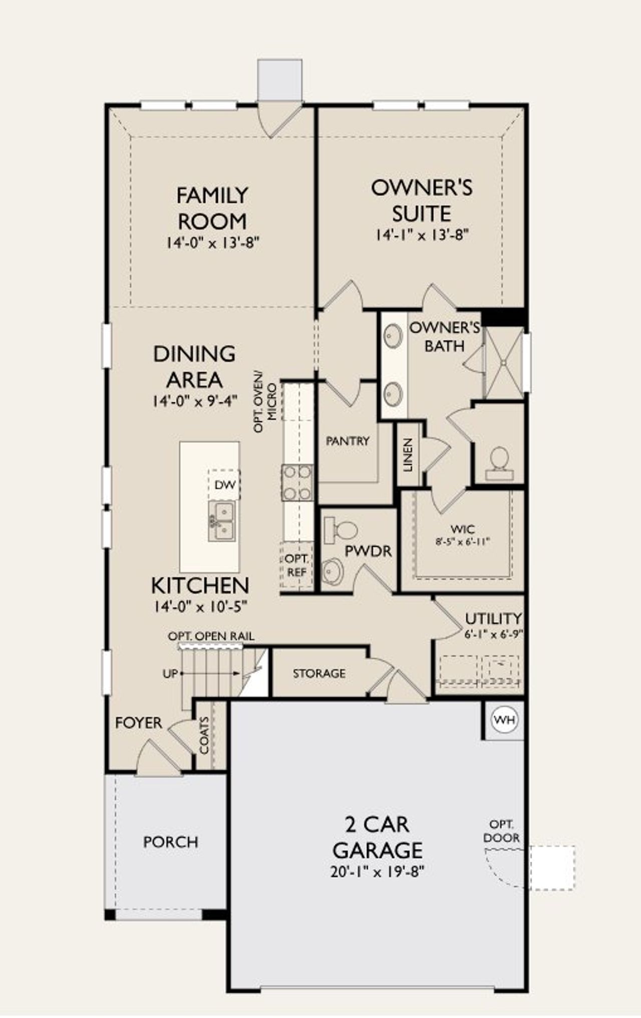 2D floor plan layout for the Ladybird by Ashton Woods in The Cottages at La Cima, San Marcos, TX (Image 2).