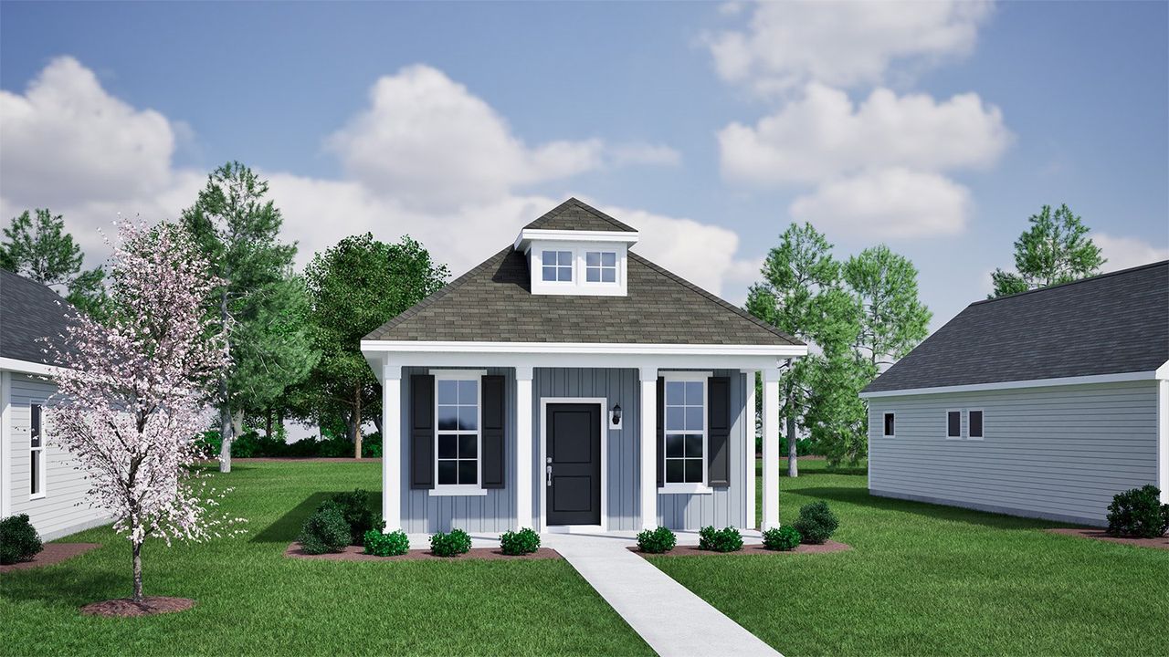 Representative exterior photo of a completed home built from the Aspen - Cottage Collection by Mungo Homes in Ovation at Sweetbrier, Durham, NC (Image 2).