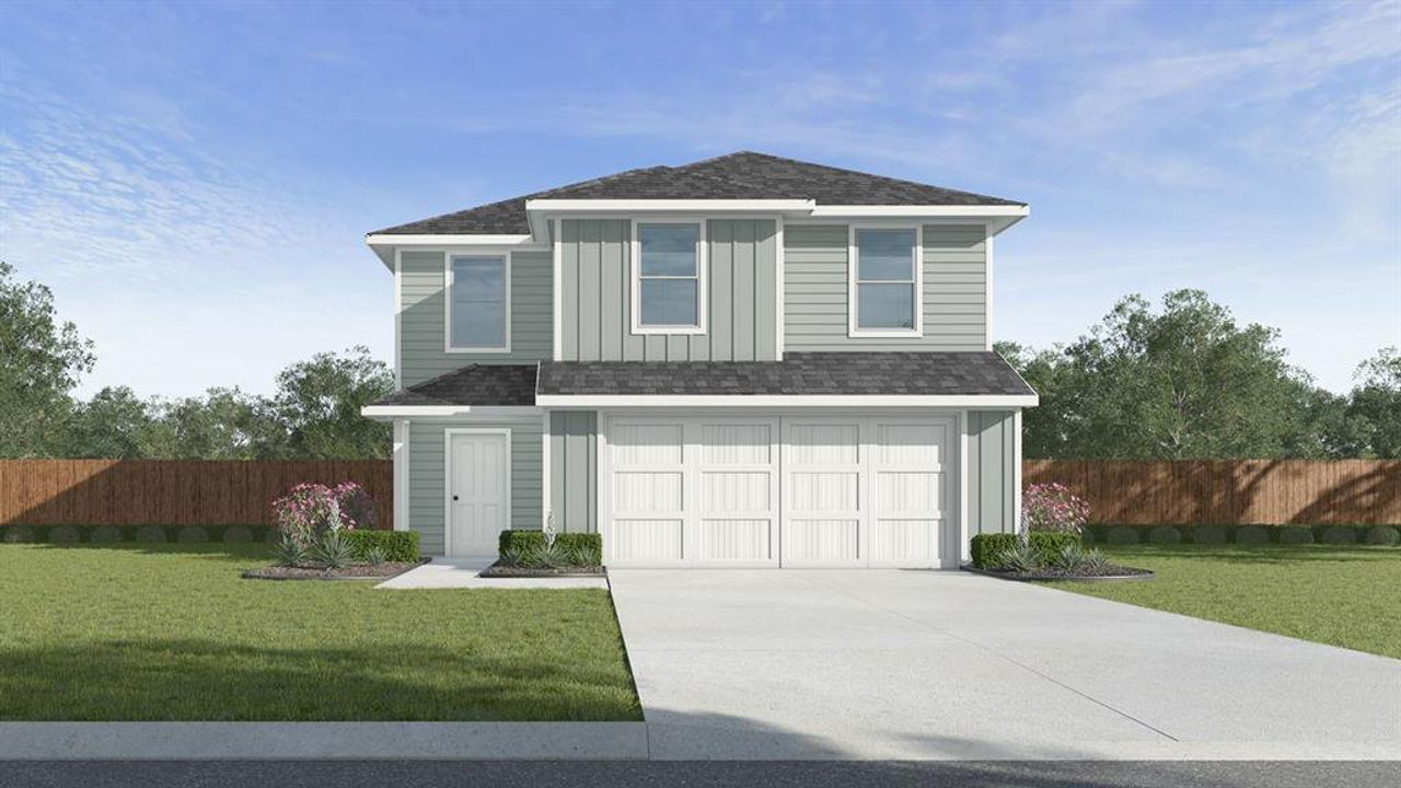 Front exterior of a new home in Maplewood Meadows, Talty, TX, highlighting curb appeal (Image 2).