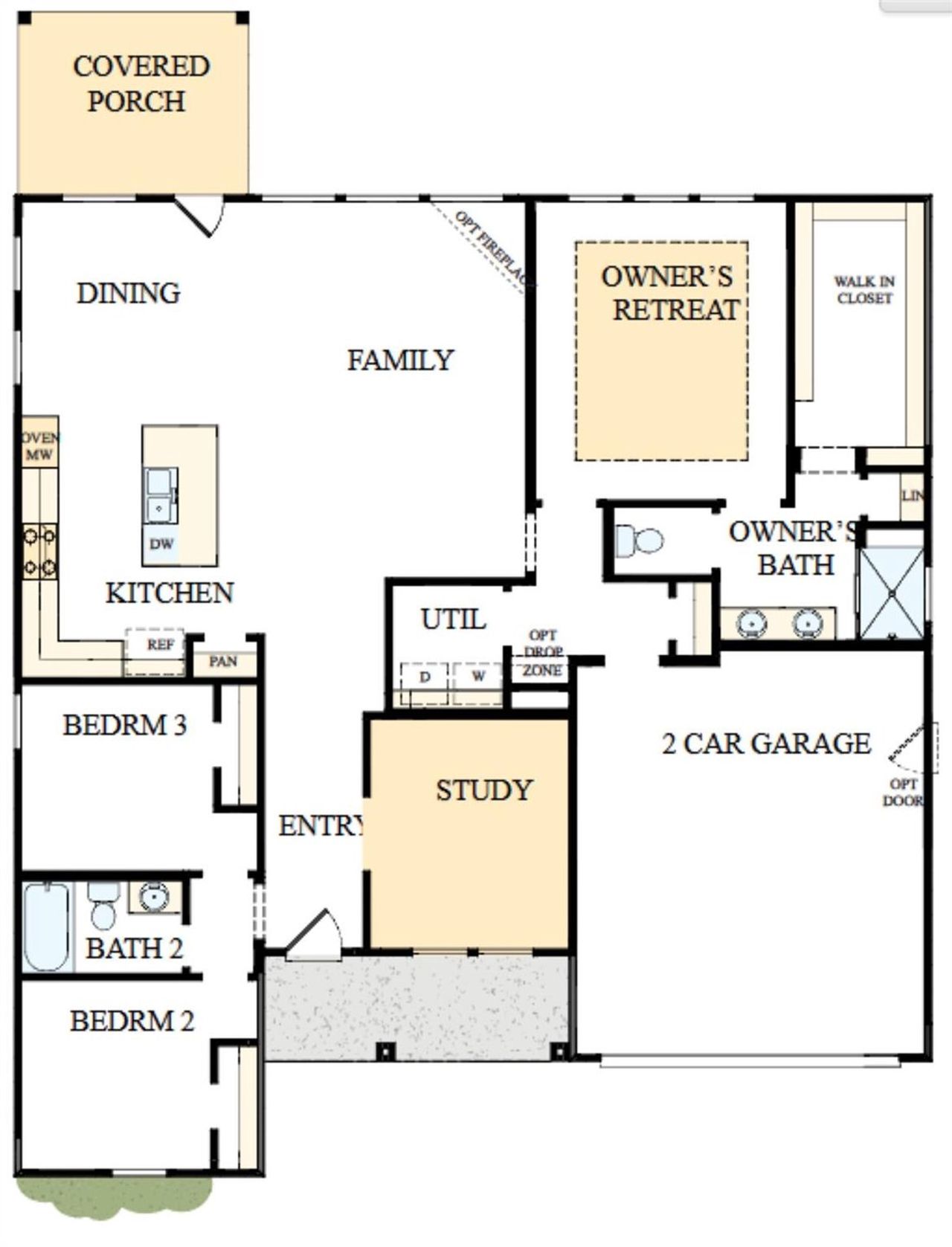 2D floor plan layout of this home in Encore at Harmony, Harrisburg, NC (Image 2).