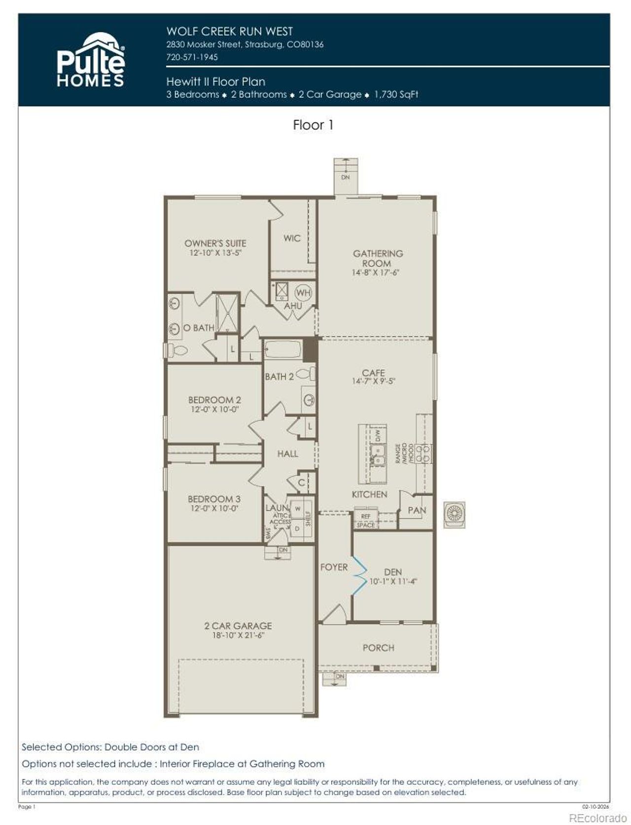 2D floor plan layout of this home in Wolf Creek Run West, Strasburg, CO (Image 2).
