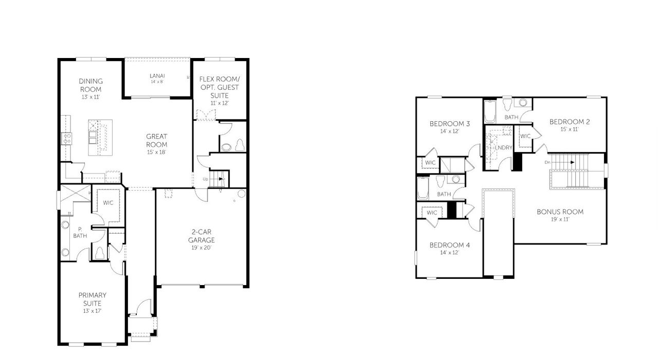 2D floor plan layout of this home in Crossroads at Kelly Park, Apopka, FL (Image 2). 2D floor plan layout of this home in Crossroads at Kelly Park, Apopka, FL (Image 2).