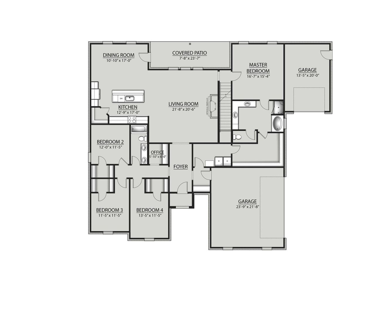 2D floor plan layout for the Charlotte III G by DSLD Homes in The Estates at Highland Reserves, Pleasant View, TN (Image 2).