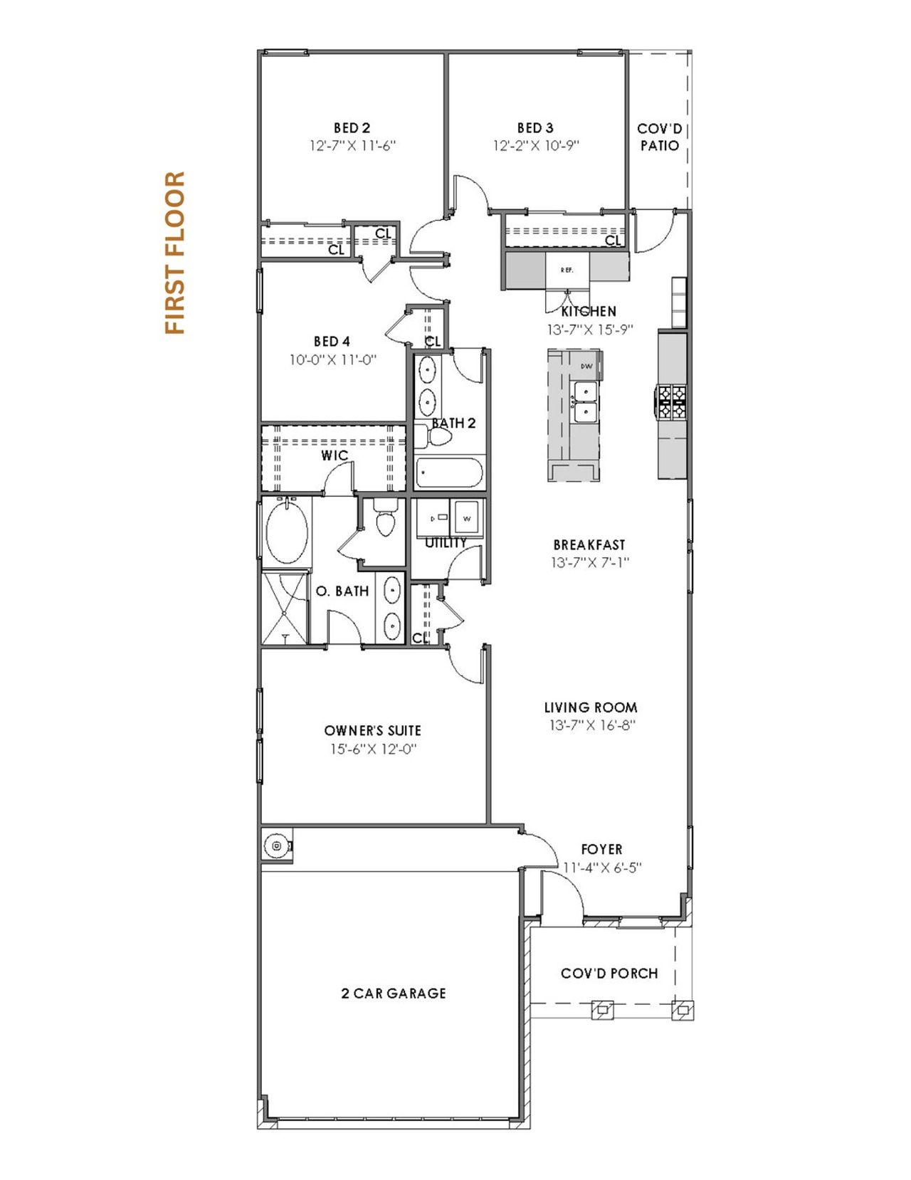 2D floor plan layout of this home in Glendale Lakes, Rosharon, TX (Image 2).