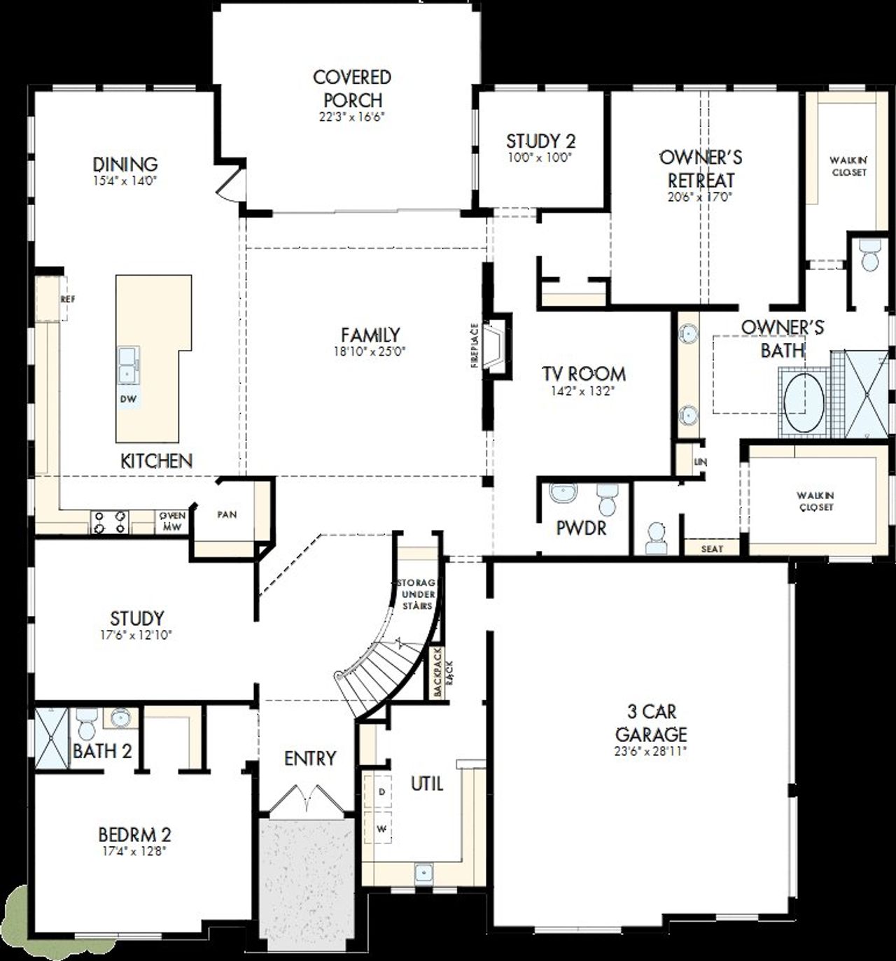 2D floor plan layout of this home in Whyburn Estate Series, Flower Mound, TX (Image 2).