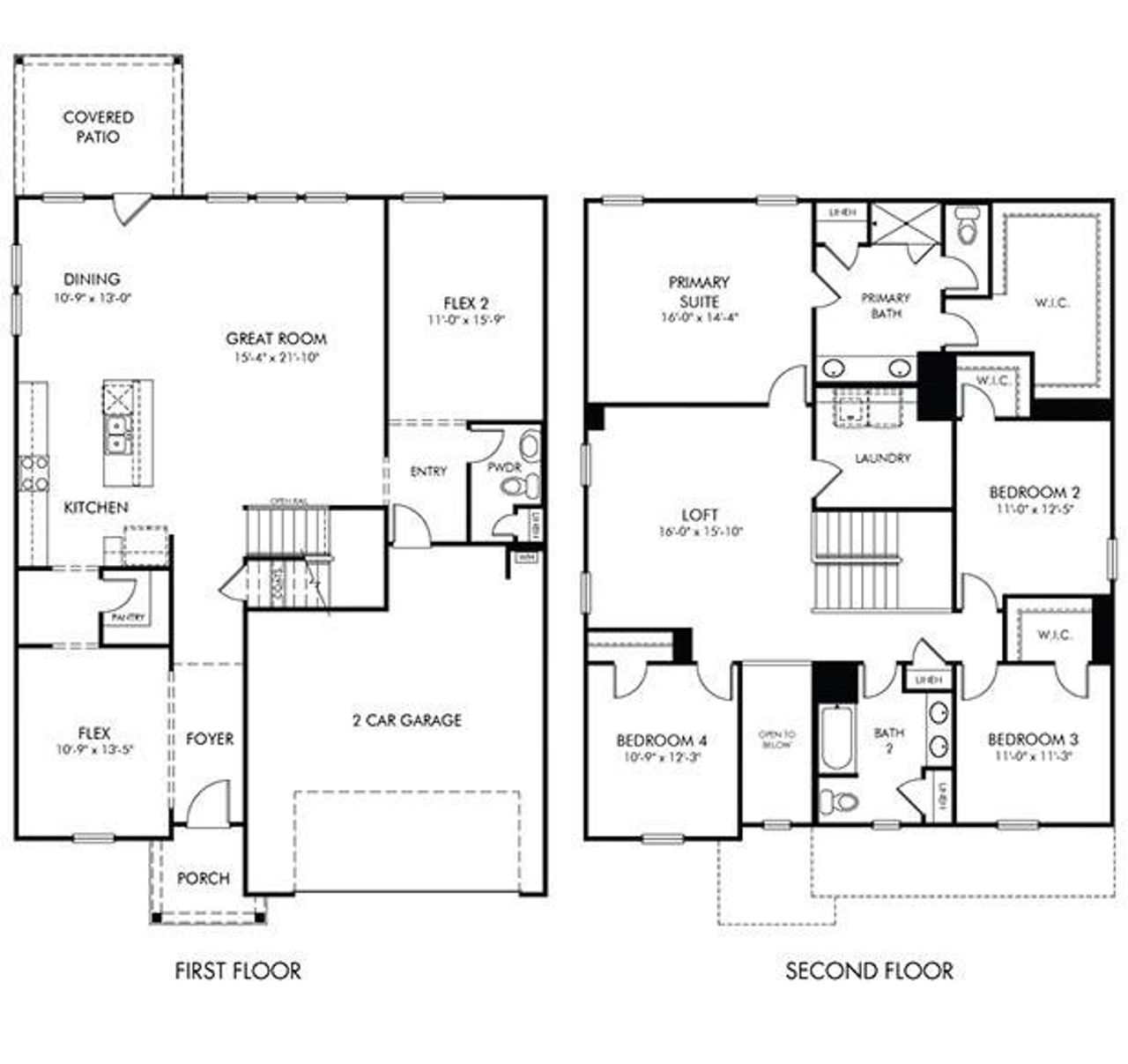 2D floor plan layout of this home in Preserve at Mountain Creek, Pendergrass, GA (Image 2).