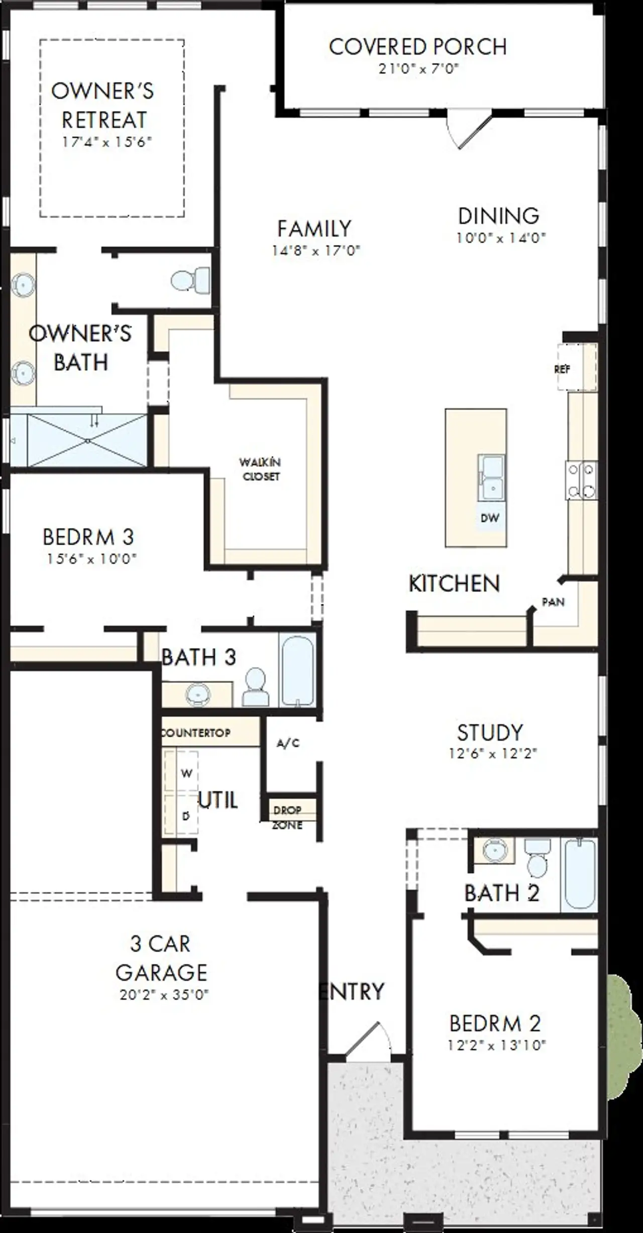 2D floor plan layout of this home in Lanier Landing - Retreat Collection, Gainesville, GA (Image 2).