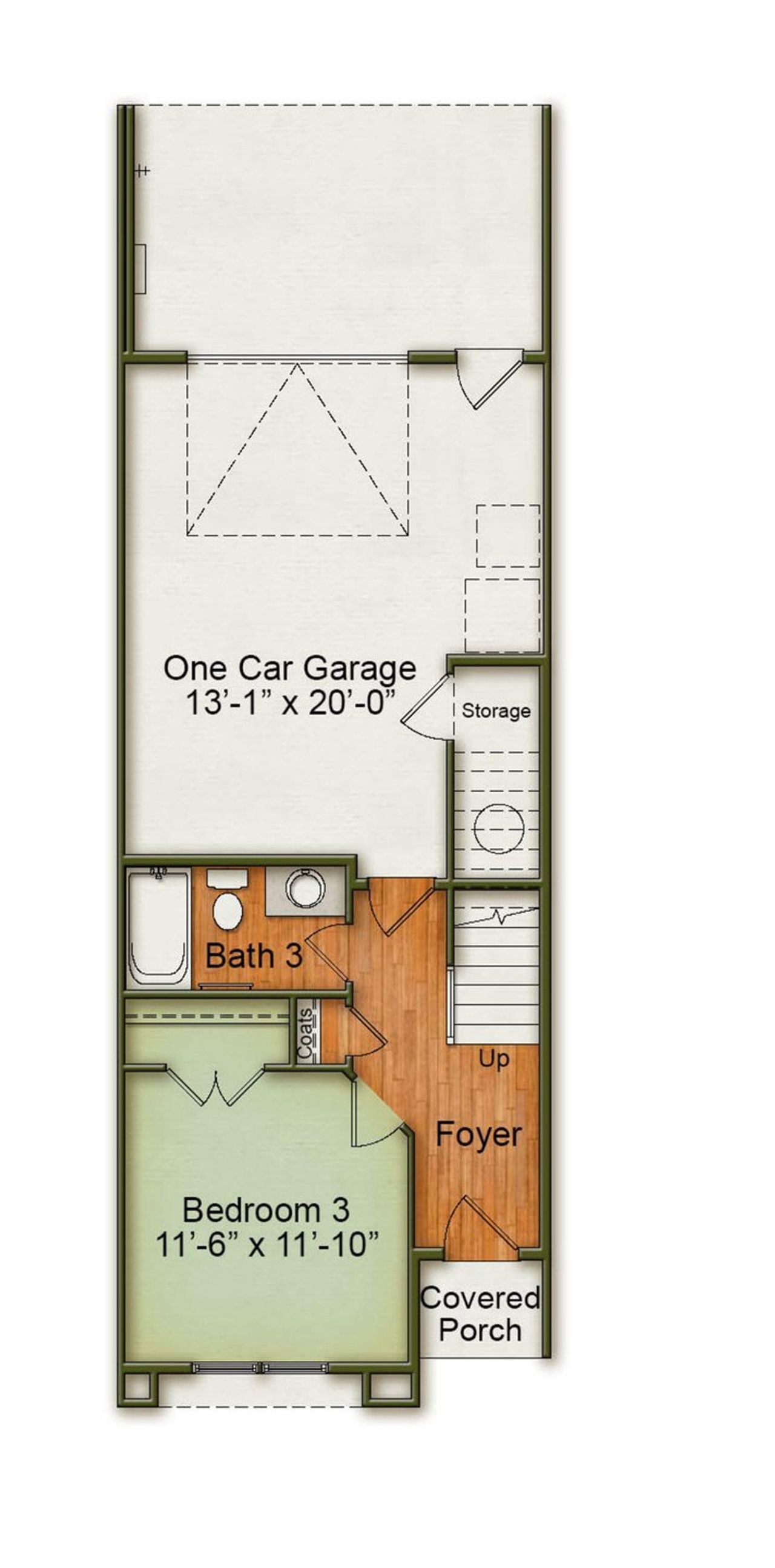 2D floor plan layout for the Greenwich by Homes by Dickerson in Wendell Falls, Wendell, NC (Image 2).