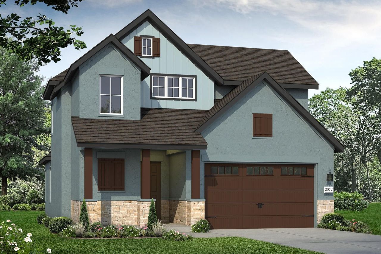 Representative exterior photo of a completed home built from the Cross Creek 2072 by Brohn Homes in Cross Creek, Cedar Park, TX (Image 2).
