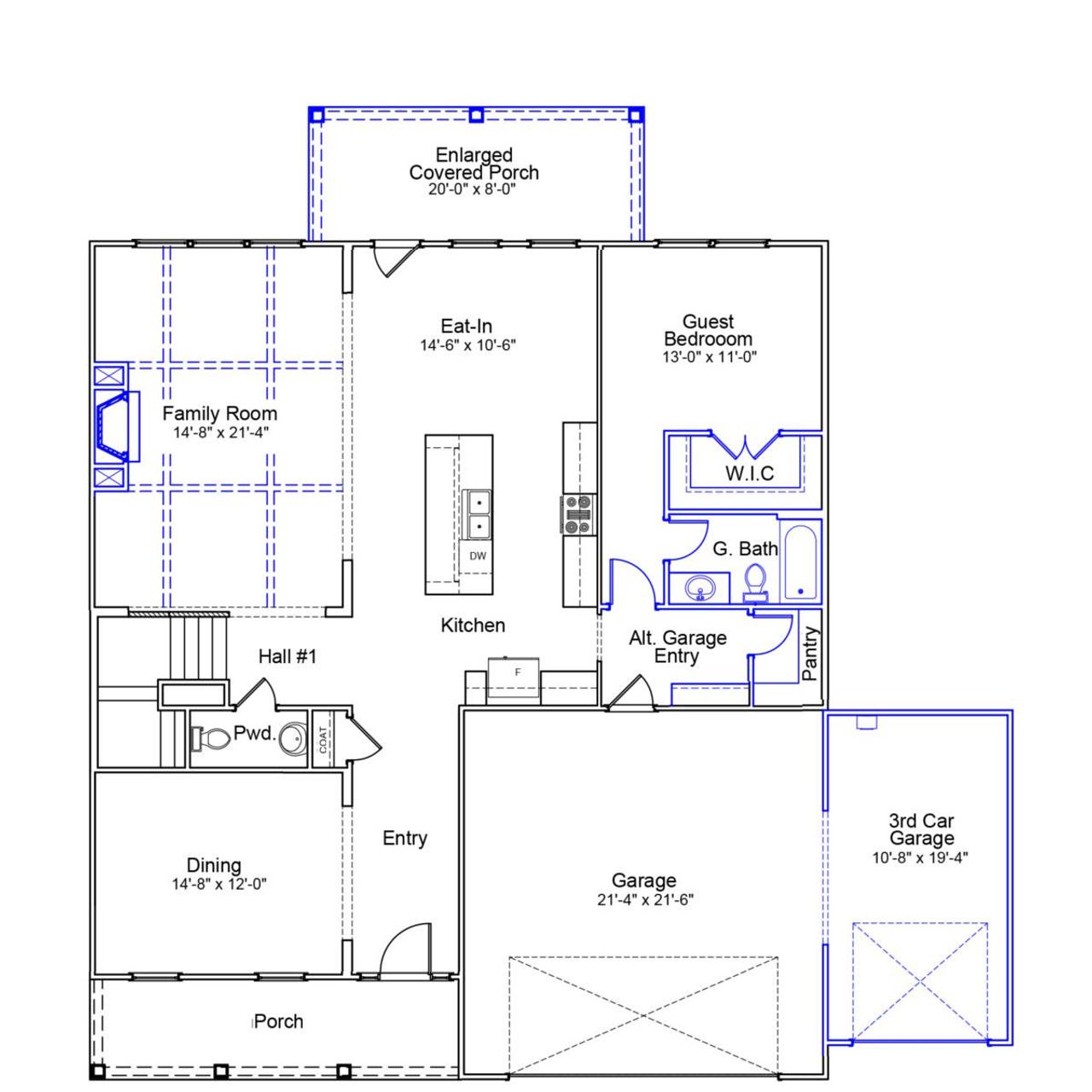 2D floor plan layout of this home in Timberland Grove, Anderson, SC (Image 2).