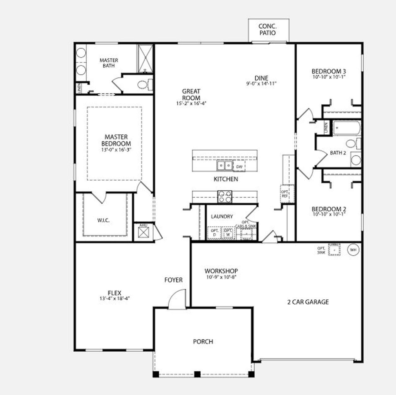 2D floor plan layout of this home in Creekside Landing, Callahan, FL (Image 2).