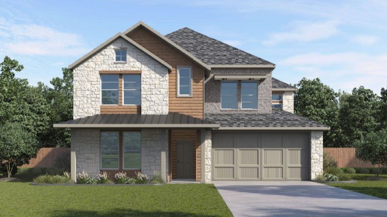 Representative exterior photo of a completed home built from the Englewood by D.R. Horton in Prairie Oaks, Oak Point, TX (Image 2).