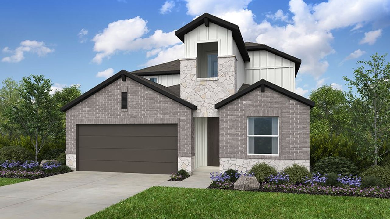 Representative exterior photo of a completed home built from the Dessau by Taylor Morrison in Turners Crossing, Austin, TX (Image 2).