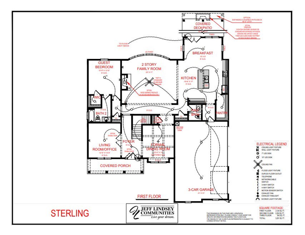 2D floor plan layout for the Sterling B by Jeff Lindsey Communities in Arbor Springs, Newnan, GA (Image 2).