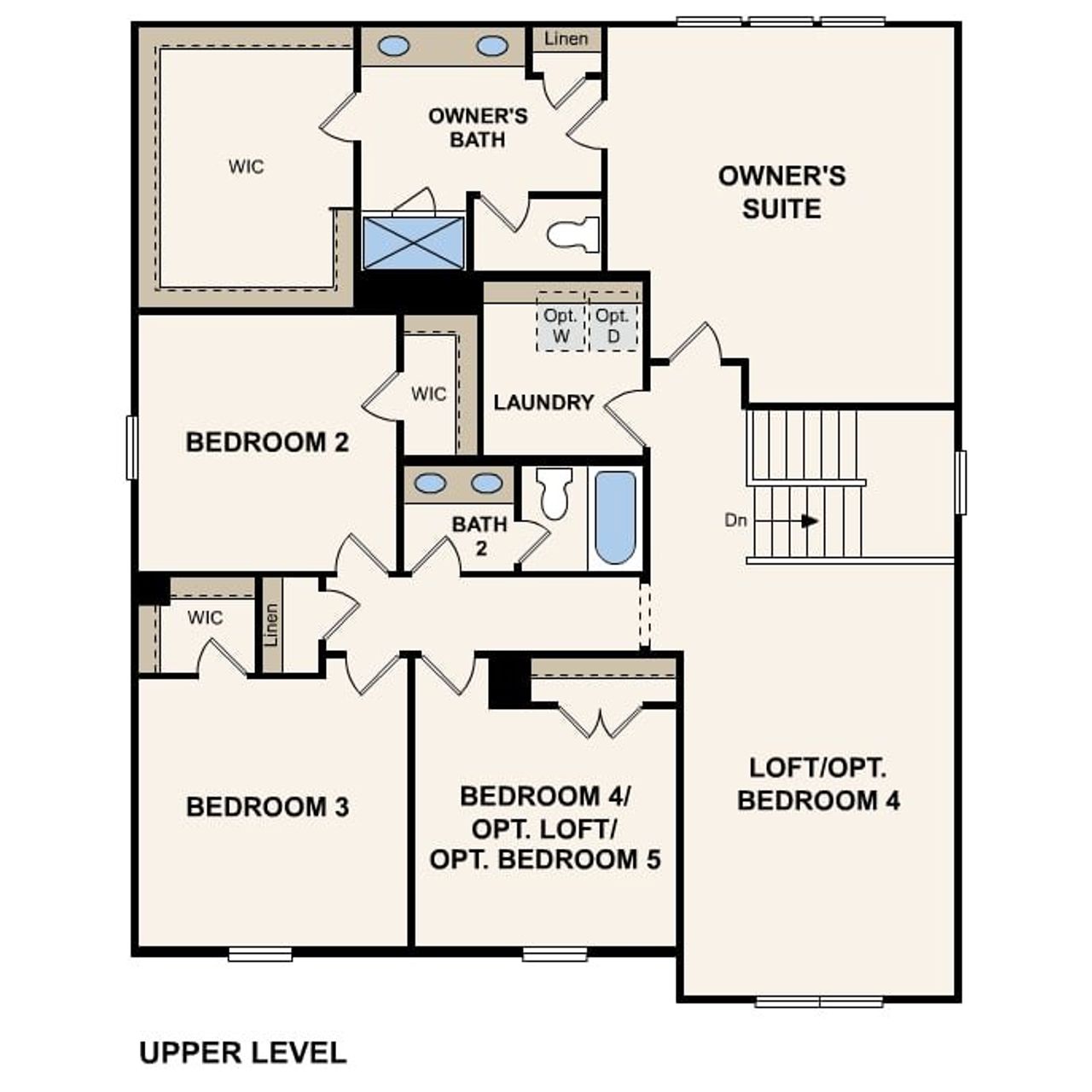 2D floor plan layout for the Guava by Century Communities in Tributary - The Falls Collection at Tributary, Dallas, GA (Image 2).