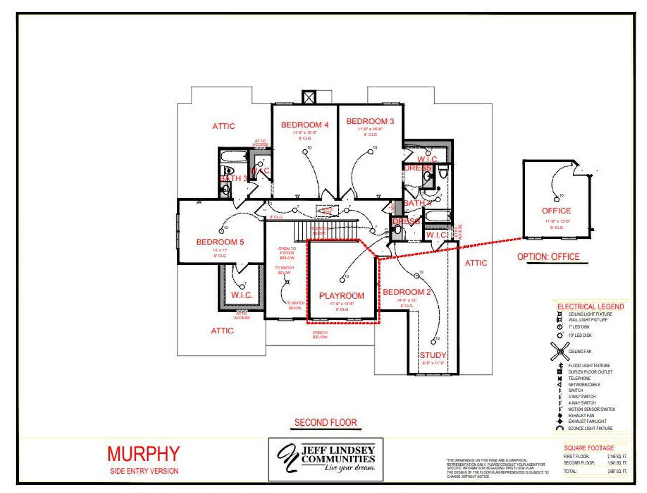 2D floor plan layout for the Murphy B by Jeff Lindsey Communities in Arbor Springs, Newnan, GA (Image 2).