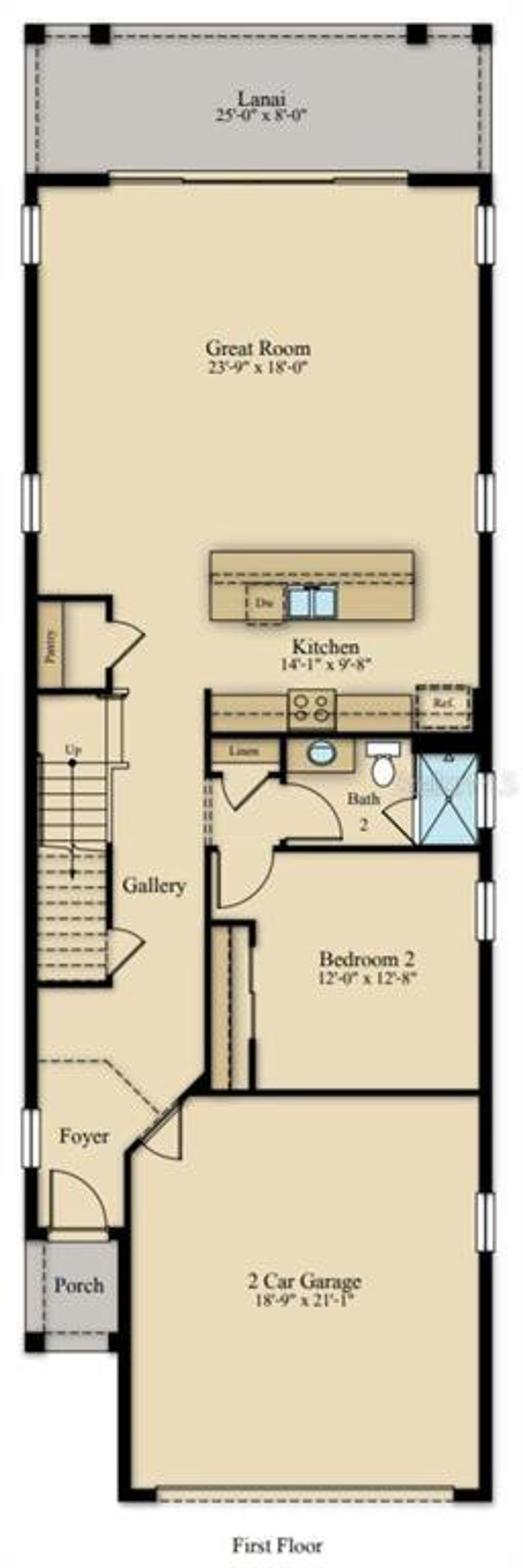 2D floor plan layout of this home in , Reunion, FL (Image 2).