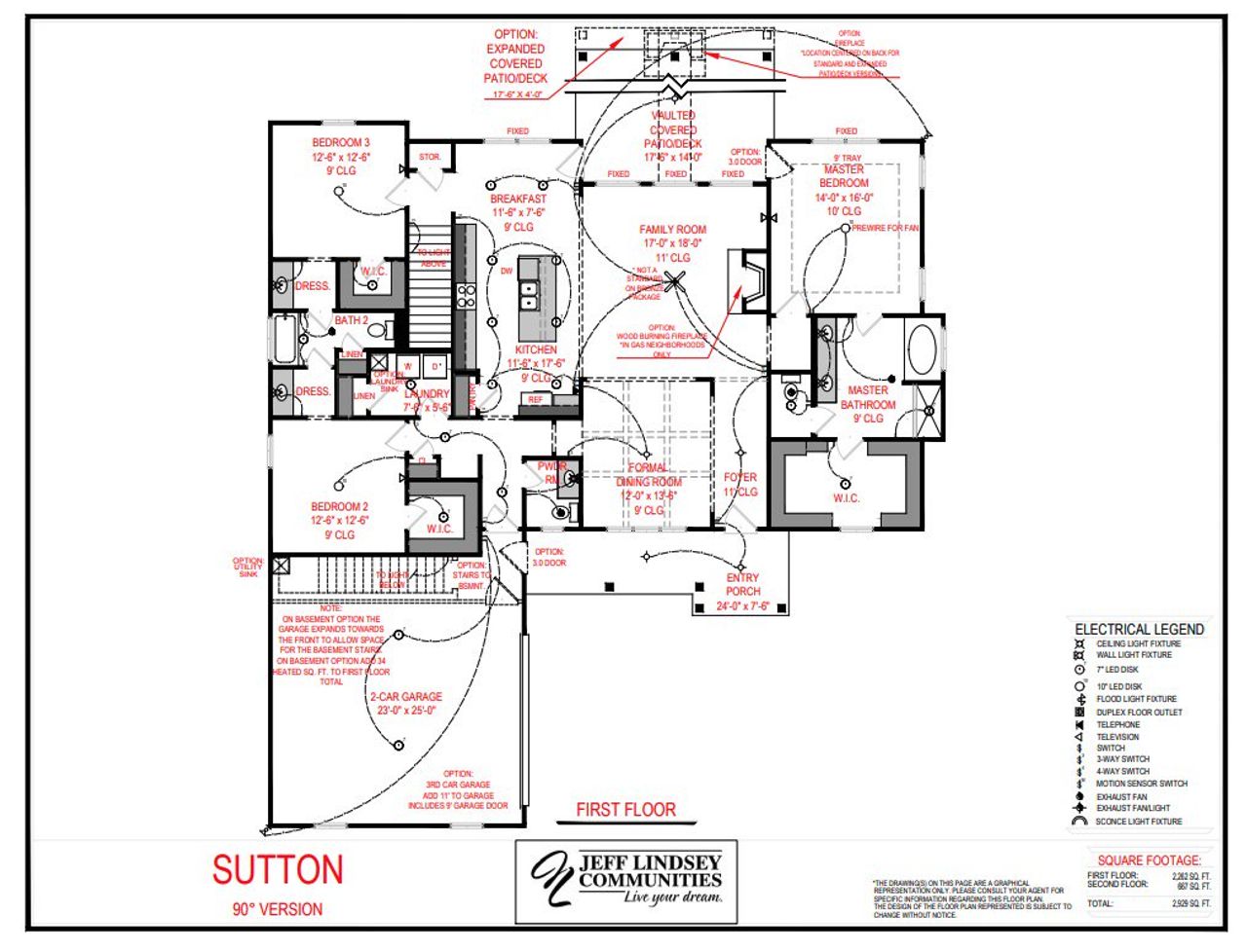 2D floor plan layout for the Sutton A by Jeff Lindsey Communities in Belle Hall, Newnan, GA (Image 2).