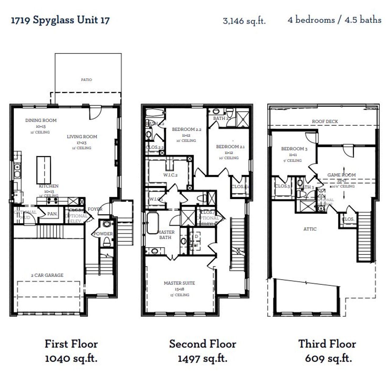 2D floor plan layout of this home in Spyglass, Austin, TX (Image 2).