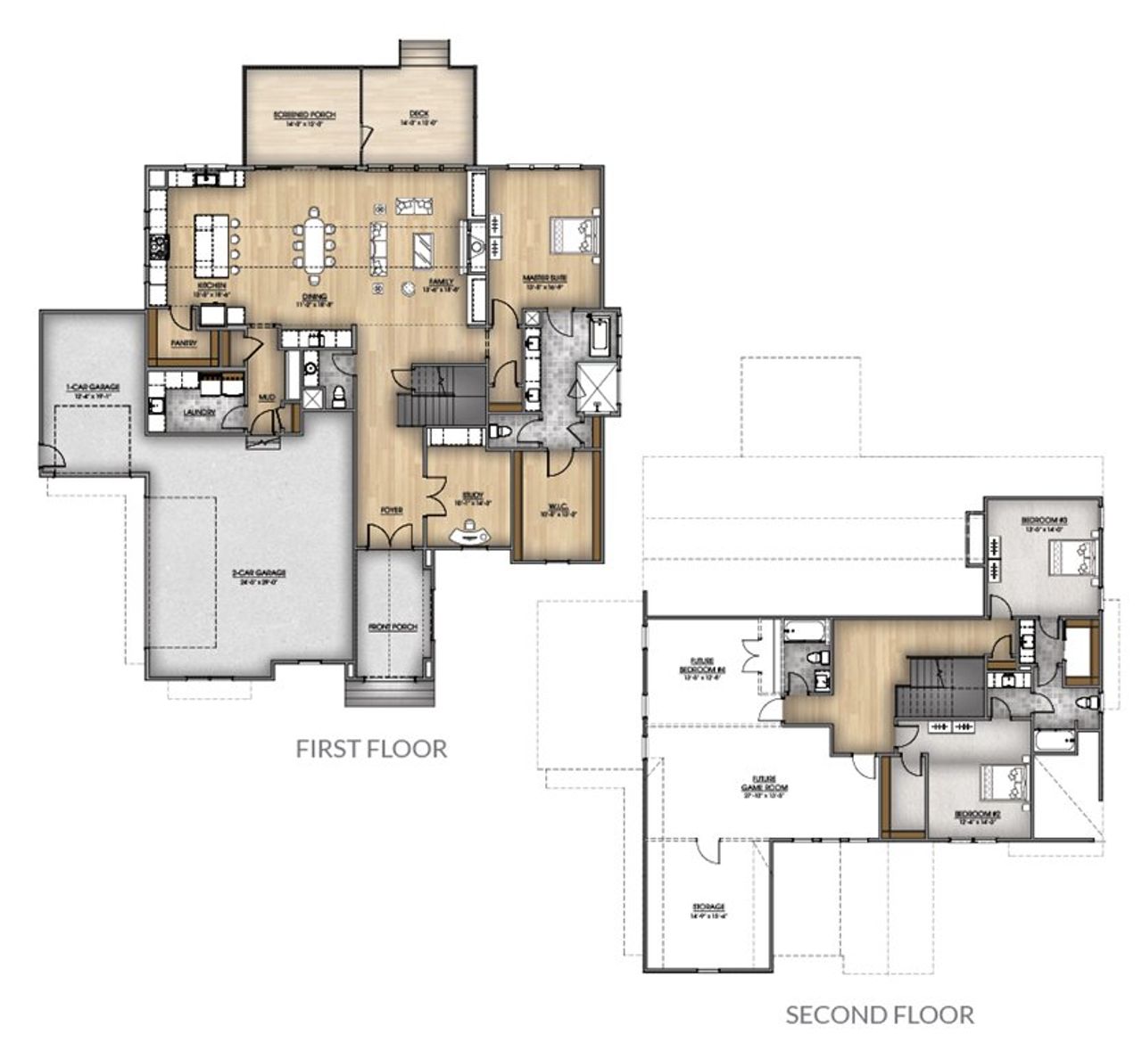 2D floor plan layout for the The Etta by Ken Harvey Homes in Hidden Lake, Youngsville, NC (Image 2). 2D floor plan layout for the The Etta by Ken Harvey Homes in Hidden Lake, Youngsville, NC (Image 2).