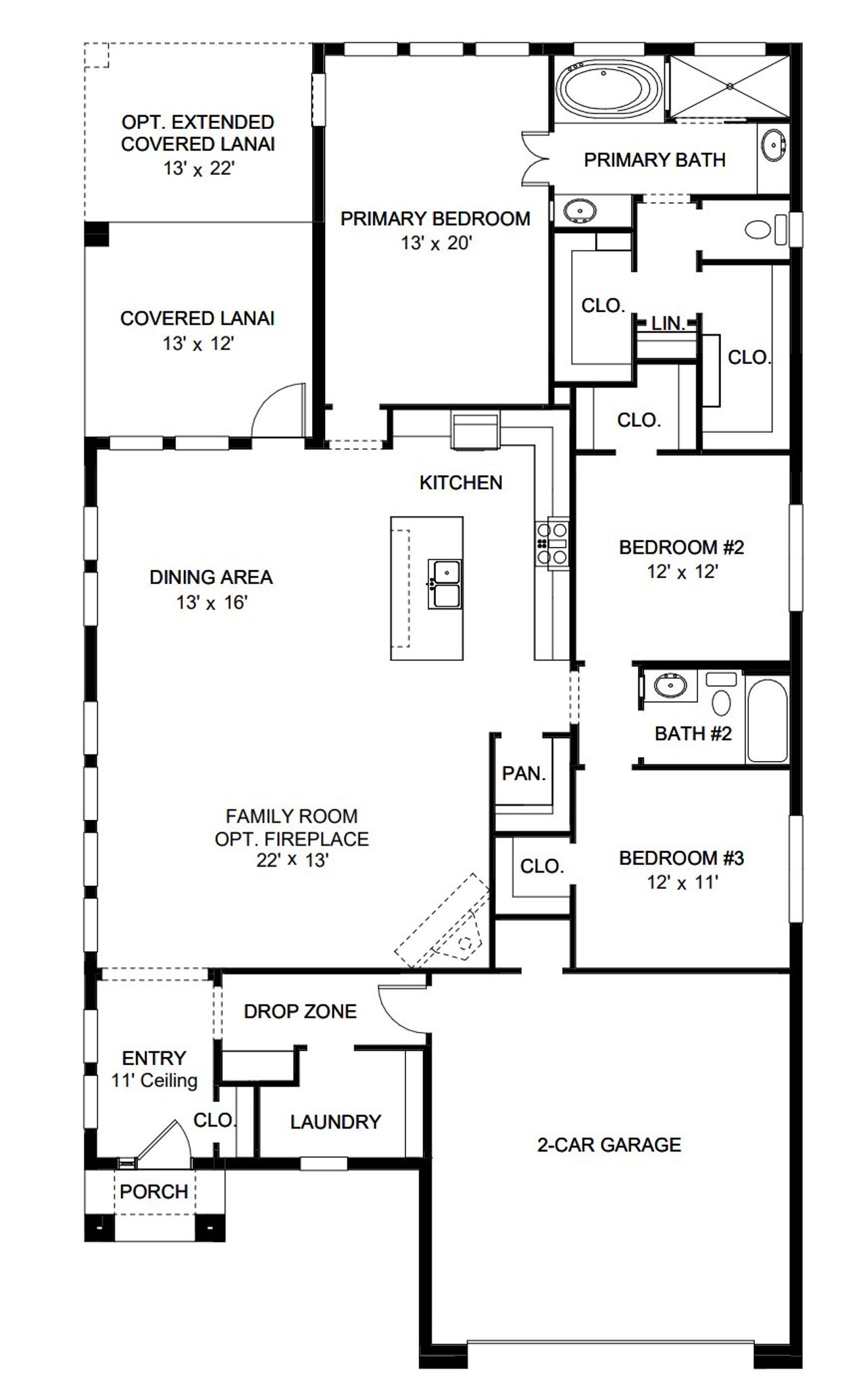 2D floor plan layout of this home in Mandarin Grove, Palmetto, FL (Image 2).