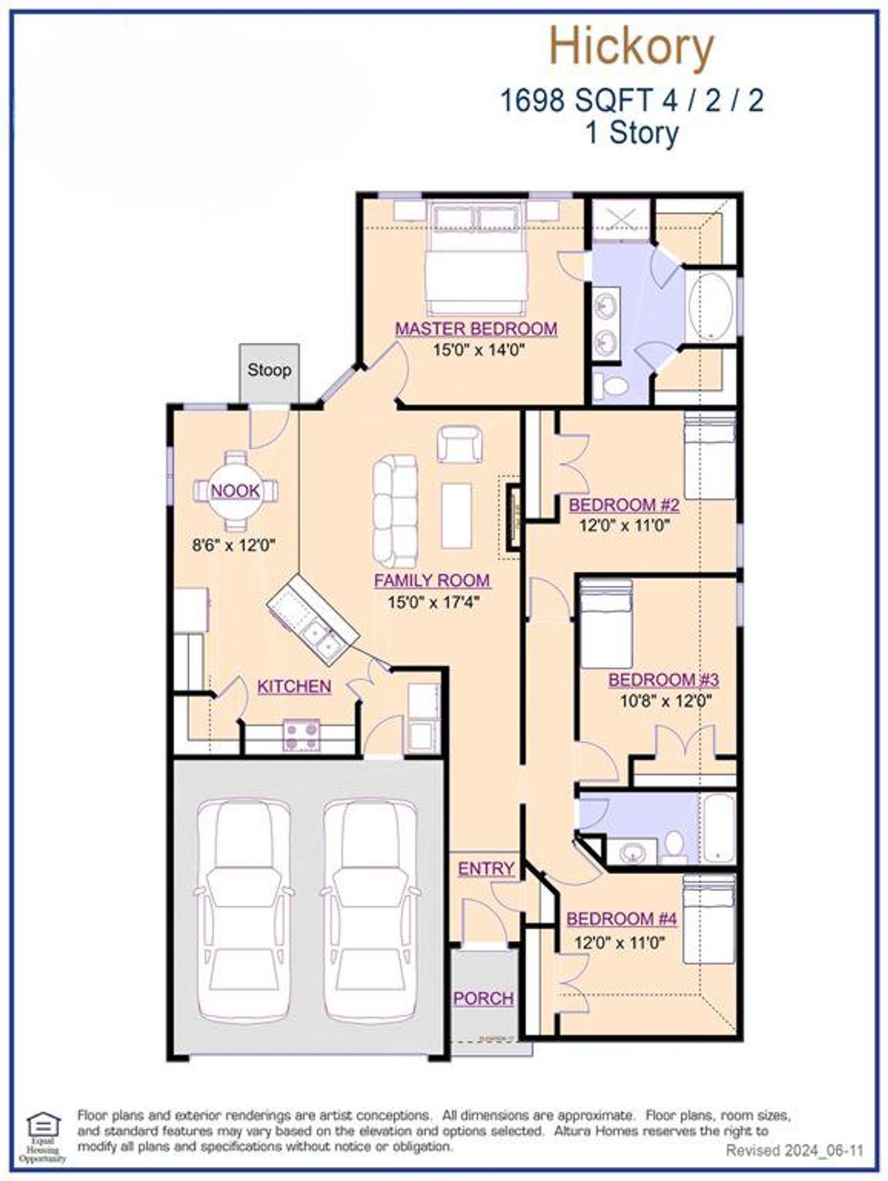 Hickory Floor Plan - Page 1.