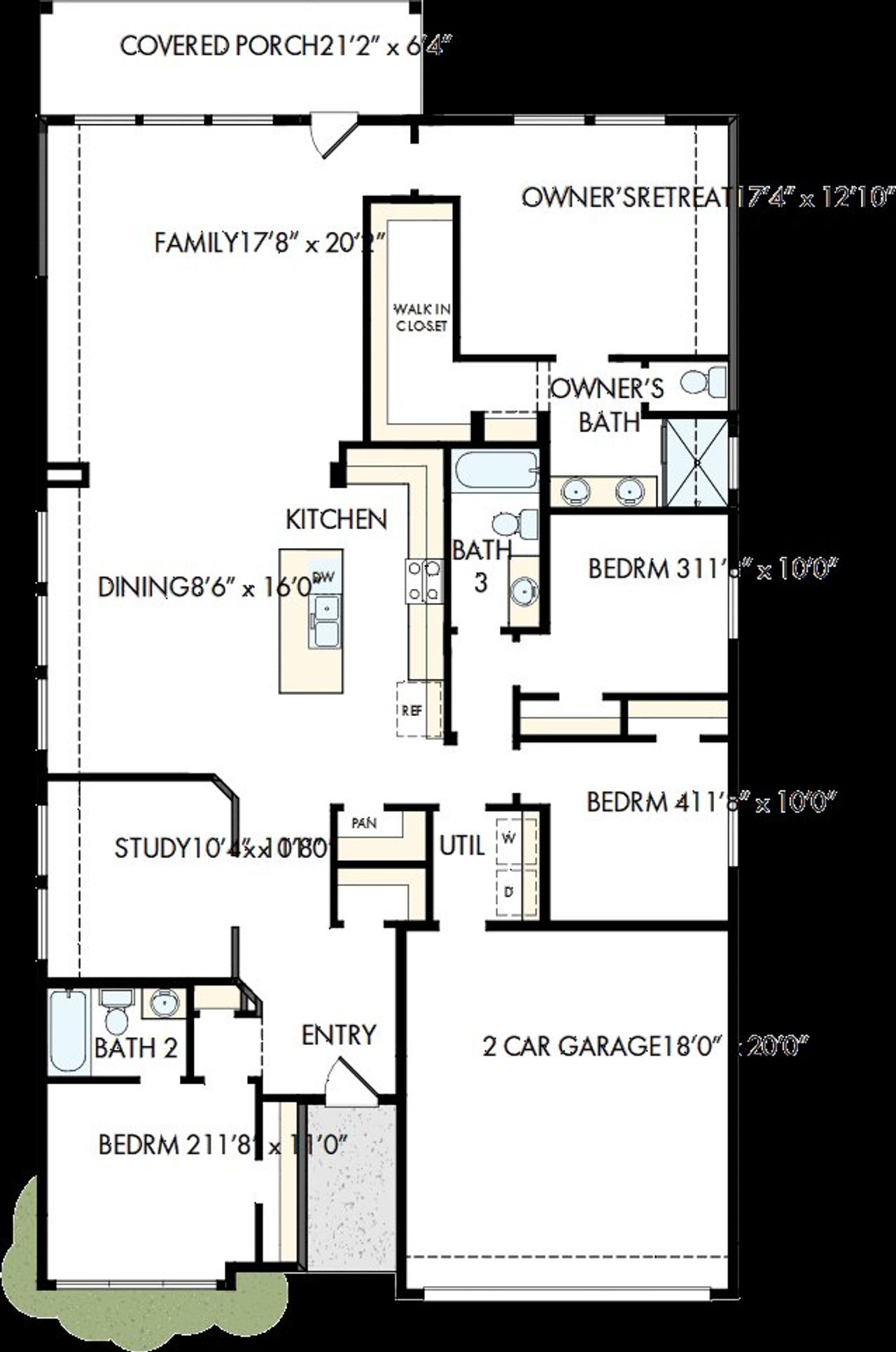 2D floor plan layout of this home in The Colony, Bastrop, TX (Image 2).
