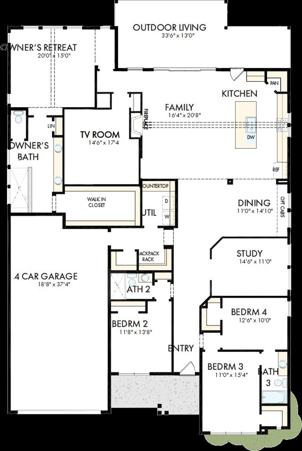 2D floor plan layout of this home in Sienna - Parkview Collection, Missouri City, TX (Image 2). 2D floor plan layout of this home in Sienna - Parkview Collection, Missouri City, TX (Image 2).