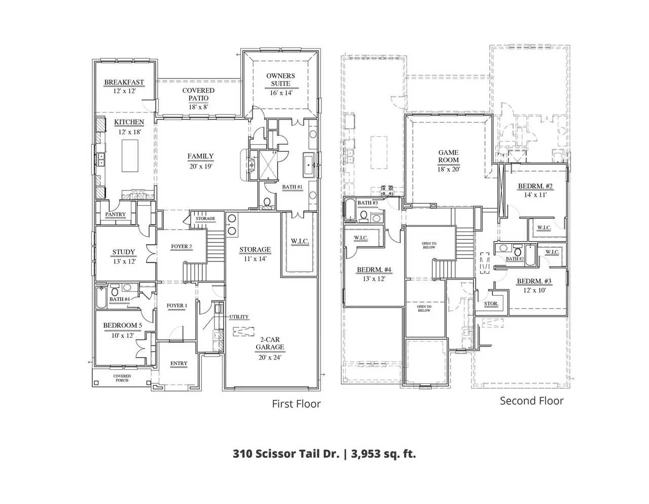 2D floor plan layout of this home in Parks of Aledo, Aledo, TX (Image 2).
