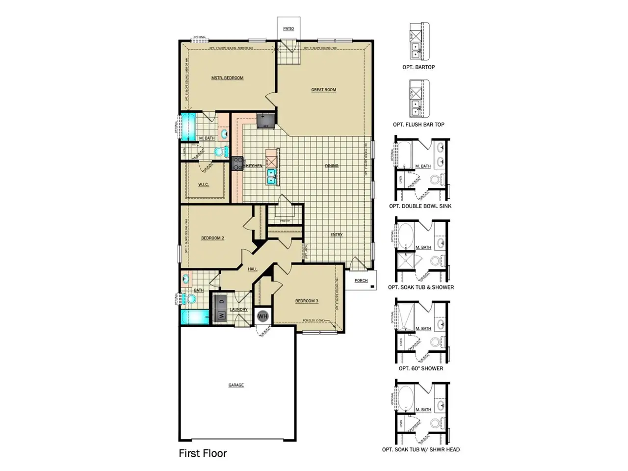 2D floor plan layout for the RC Pinehurst by Rausch Coleman Homes in Heritage Oaks, San Antonio, TX (Image 2). 2D floor plan layout for the RC Pinehurst by Rausch Coleman Homes in Heritage Oaks, San Antonio, TX (Image 2).
